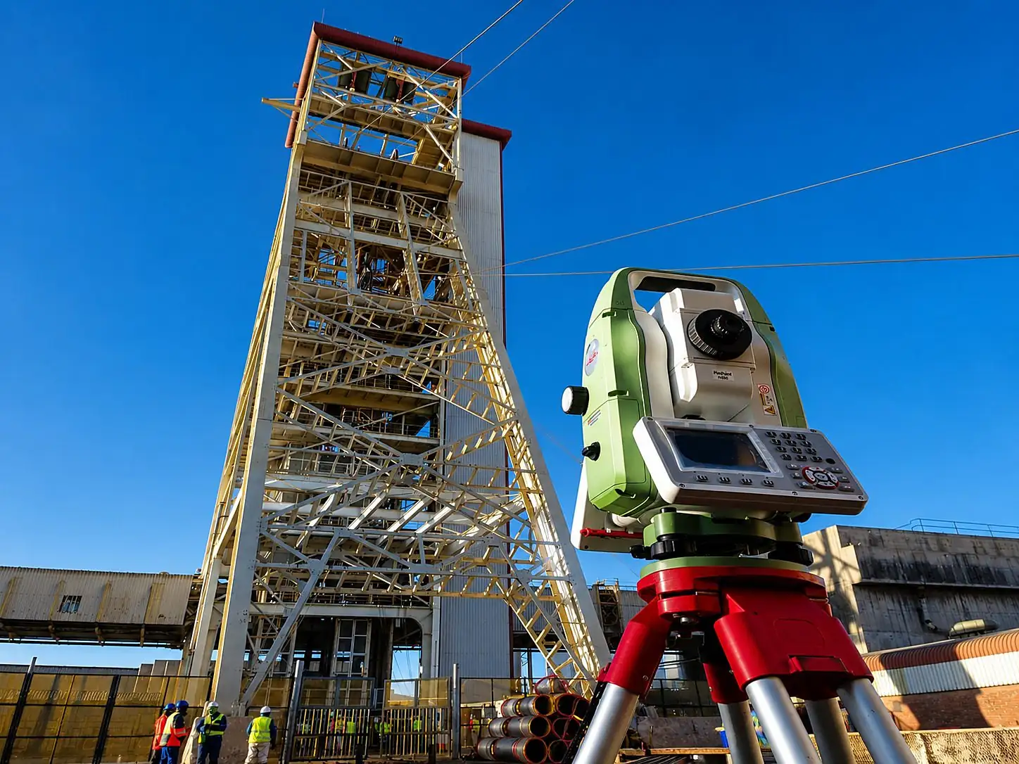 Mining headgear with surveying equipment